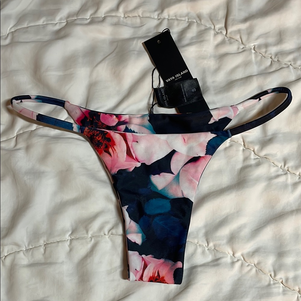 Floral Cheeky Bikini Bottom - Pink and Blue